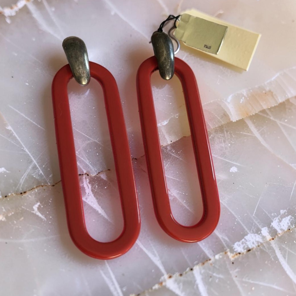 Vintage Lucite Removable Long Oval Hoops for Pierced Ears